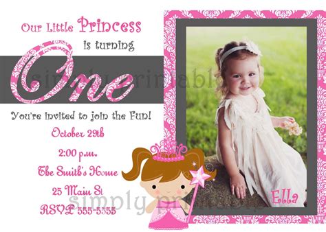 1st Birthday Party Invitations Template for Girl | Download Hundreds ...