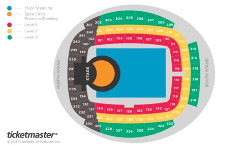 Spice Girls - Spice World - 2019 UK Tour Seating Plan - Etihad Stadium Manchester