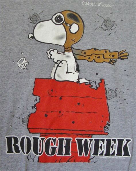 Peanuts Snoopy Red Baron T-shirt Large Rough Week Oshkosh Wisconsin Gray Mens | Snoopy love ...