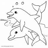 Swimming Dolphins color Page sketch template