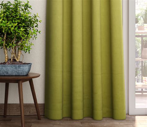 Buy Solid Plain Light-Filtering Long Door Curtains Set of 2 (Green, 9 Feet) at 18% OFF Online ...