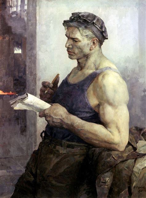 'Portrait of a worker' by Vladimir Serov, 1960. | Serov, Soviet art ...