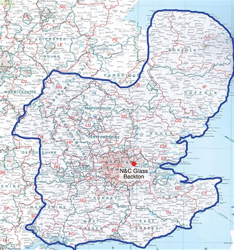 Nicholls & Clarke Glass - Area Map