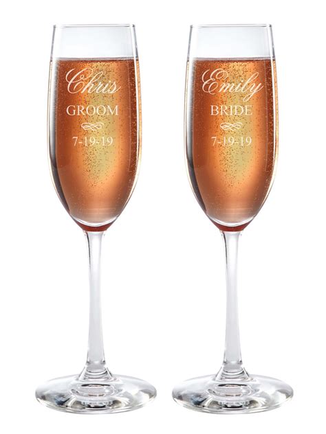 Personalized Bride and Groom Champagne Flutes - Walmart.com - Walmart.com