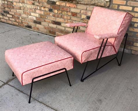 Wonderful pink Mid Century Modern armchair with ottoman Mid Century Modern Armchair, Mid Century ...
