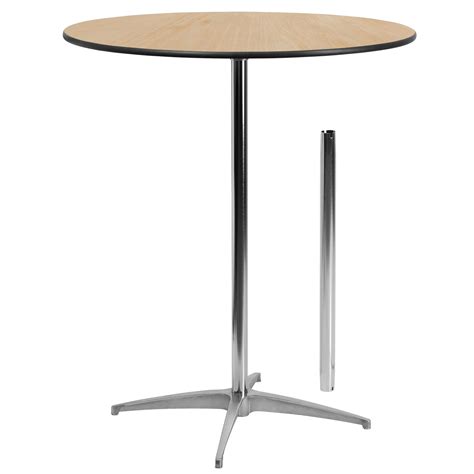 Lancaster Home 36" Round Wood Commercial Grade Cocktail Table with 30" and 42" Columns - 36"W x ...