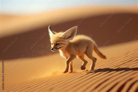 cute baby fennec fox walking in the desert, Generative AI image Stock ...