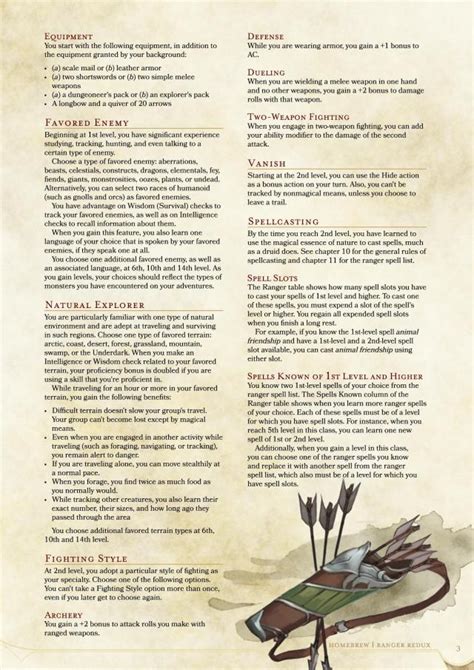 Dungeons and Badgers — dnd-5e-homebrew: Ranger Redux by Smyris