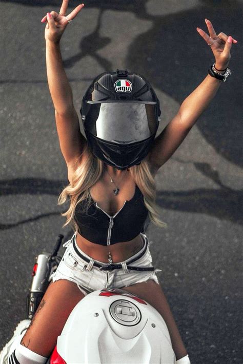 Super Hot Biker Girl in a Her Cool AGV Pista GP R Motorcycle Helmet ...