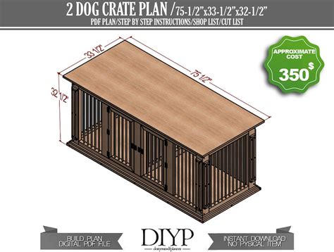 Diy build plans for large dog kennel dog crate furniture | Etsy