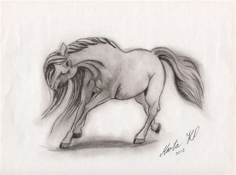 Galloping Horse Drawing by Marta Kazmierska