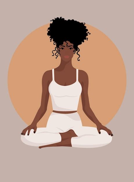 Premium Vector | Beautiful black woman doing yoga pilates