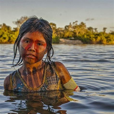 SouthAmerica South America on Instagram: “This beautiful Kayapó girl swims in the waters of the ...