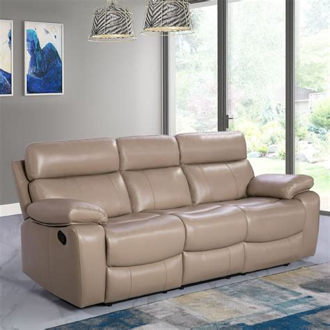 Devon & Claire Bailey Beige Top Grain Leather Reclining Sofa - Walmart.com - Walmart.com