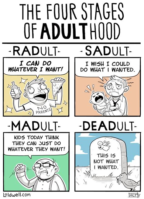 The 4 Stages of Adulthood | Life comics, Relatable, Picture quotes