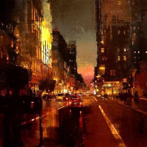 Jeremy Mann (With images) | Cityscape painting, City art, City painting