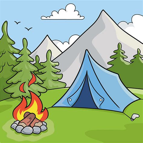 How to Draw a Camping Scene - Really Easy Drawing Tutorial