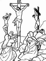 Jesus Crucified Between Two Thieves On Calvary Under The Supervision Of  sketch template