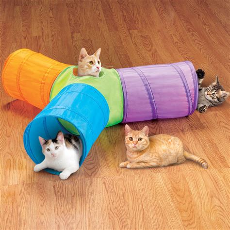 3 Way Pop Up Cat Tunnel with Hanging Toys | Collections Etc.