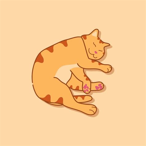 Premium Vector | Sleeping ginger cat in a relaxed position cute red ...