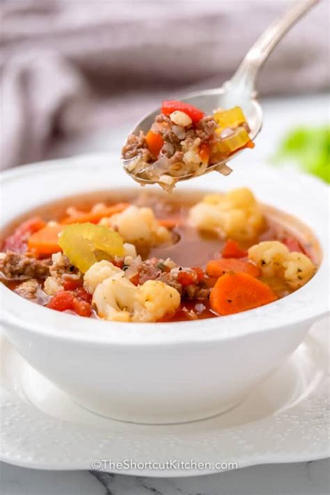 Low Carb Hamburger Vegetable Soup (One Pot!) - The Shortcut Kitchen