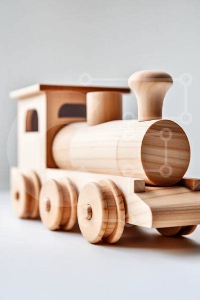 Vintage Wooden Toy Train with Steam Engine and Cars stock photo ...