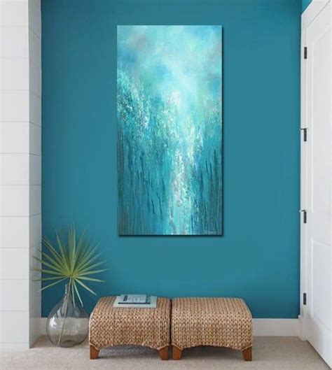 Large Original Wall Art Gray Turquoise Teal Green & Blue - Etsy ...