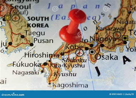 Hiroshima, Japan Pinned Map Stock Image - Image of city, closeup: 89014683