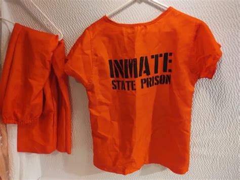 SPIRT HALLOWEEN STATE Prison Inmate Costume Jail Criminal Prisoner Shirt Pants $9.49 - PicClick