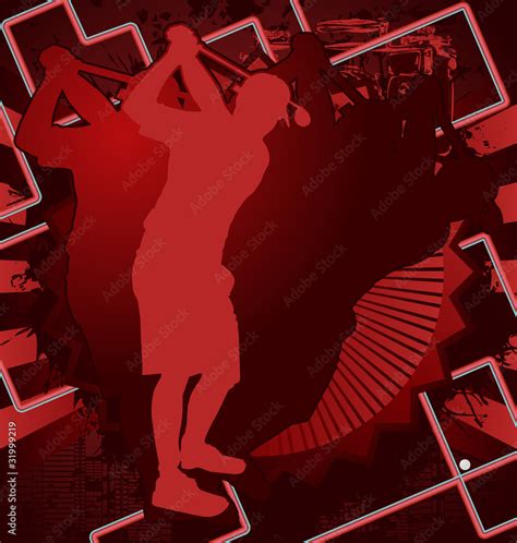 Vintage background design with golfer silhouette. Vector illustr Stock ...