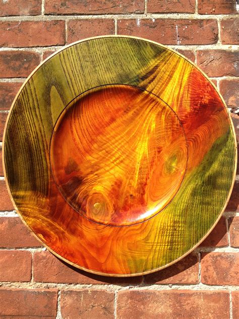 Green-turned Ash display platter - stained. Platter allowed to warp as ...