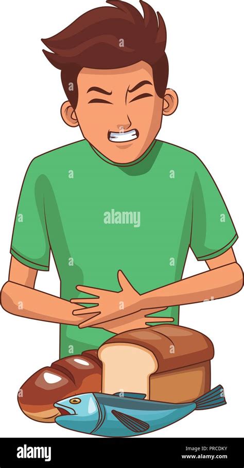 Young man abdominal pain Stock Vector Images - Alamy