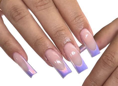 Purple Pearl Chrome Frenchies in 2023 | Purple chrome nails, Purple ...