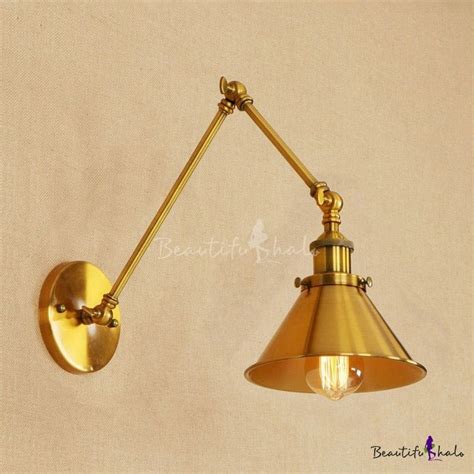 Swing Arm Wall Sconce Vintage Steel 1 Light Wall Light Fixture in Brass for Library Wall Mounted ...