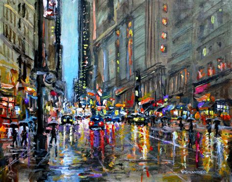 New York City Streets In Rain, Painting by Vishalandra Dakur | Artmajeur