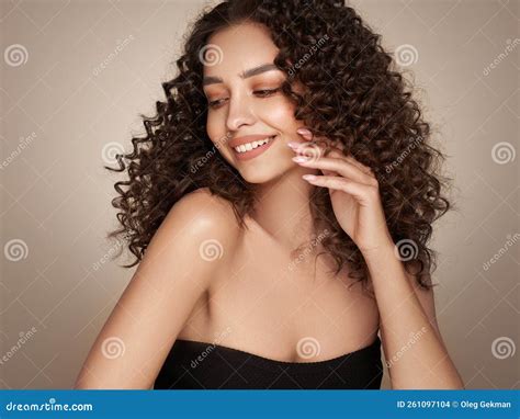 Beautiful Smiling Woman with Afro Curls Stock Photo - Image of eyes, curls: 261097104