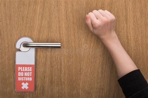 Please Knock and Wait Sign on White Door Stock Image - Image of knock, sign: 129925581