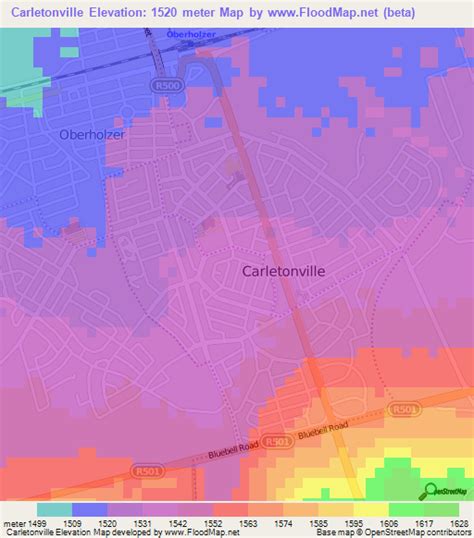 Elevation of Carletonville,South Africa Elevation Map, Topography, Contour