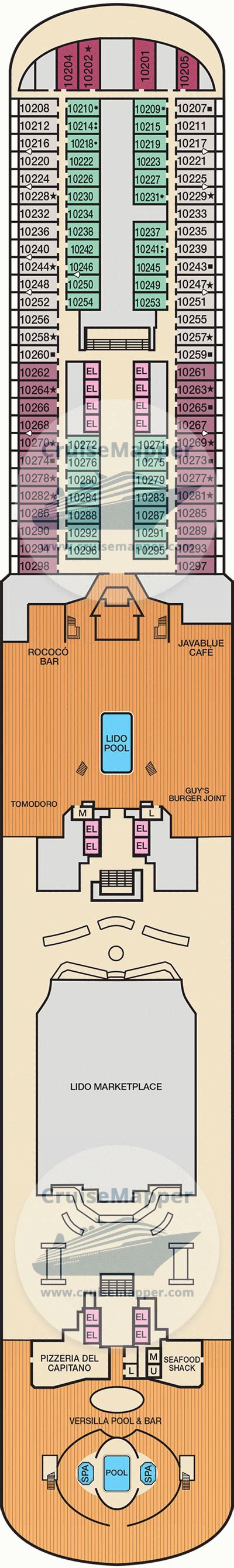 Carnival Firenze deck 10 plan | CruiseMapper