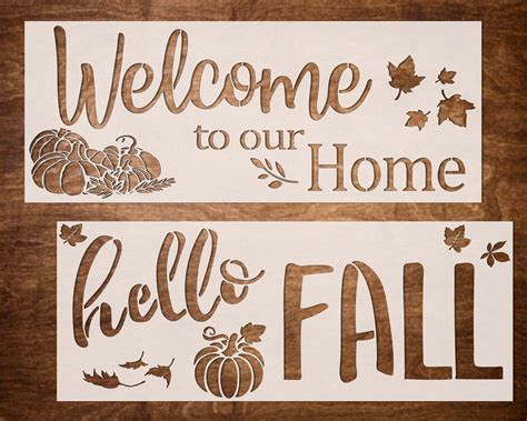 Fall Stencils for Wood Signs Hello Fall Stencil Welcome - Etsy