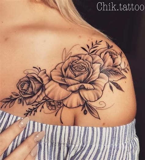 Rose Shoulder Tattoo for Women | Rose shoulder tattoo, Rose shoulder ...