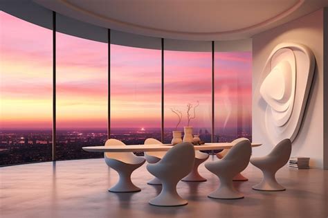 Premium AI Image | A modern design pink high tech interior dining room ...