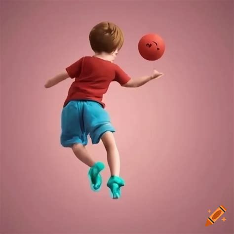Boy playing with a jumping ball