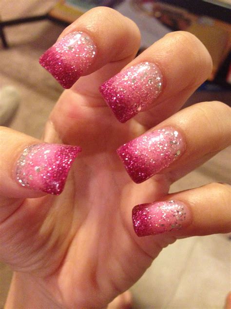 Pink Glitter Acrylic Nail Designs