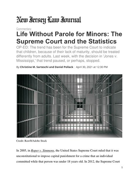 (PDF) Life Without Parole for Minors: The Supreme Court and the Statistics