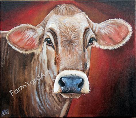 Original Fine Art Brown Swiss cow painting by Laura Carey. $330.00, via Etsy. | Cow painting ...