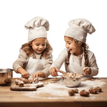 Little Children, Brother And Sister In A Christmas Hat Are Preparing Cookies In The Kitchen At ...