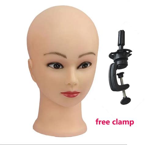 52cm Bald Mannequin Head With Black Table Stand Female Manikin Head For Wig Making Hat Display ...