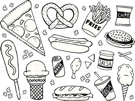 A junk food/fast food themed doodle page. | Doodle pages, Doodles ...