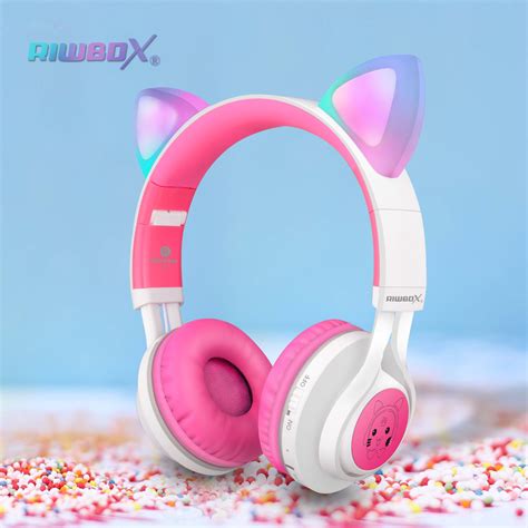 headphones for kids cat ear headphones kids headphones with Led Xmas gift Wireless Cat ...